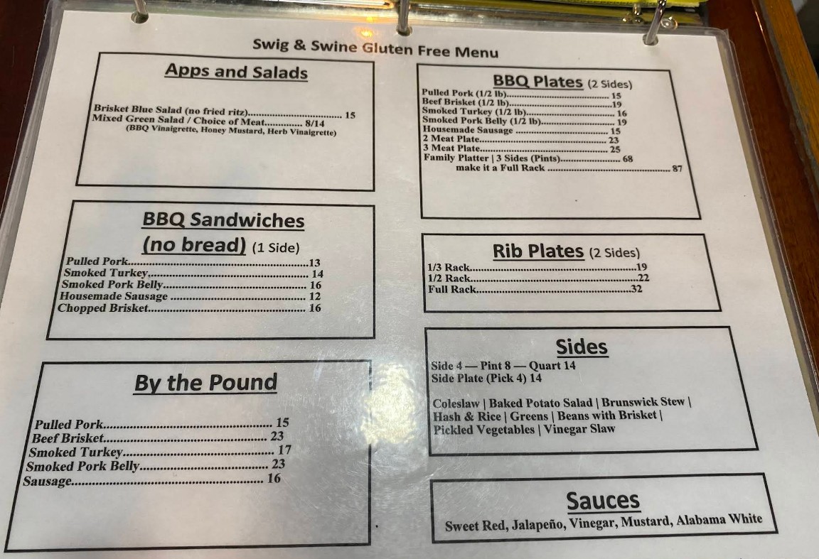 Swig & Swine Restaurant Menu – Best BBQ Restaurant in Summerville SC